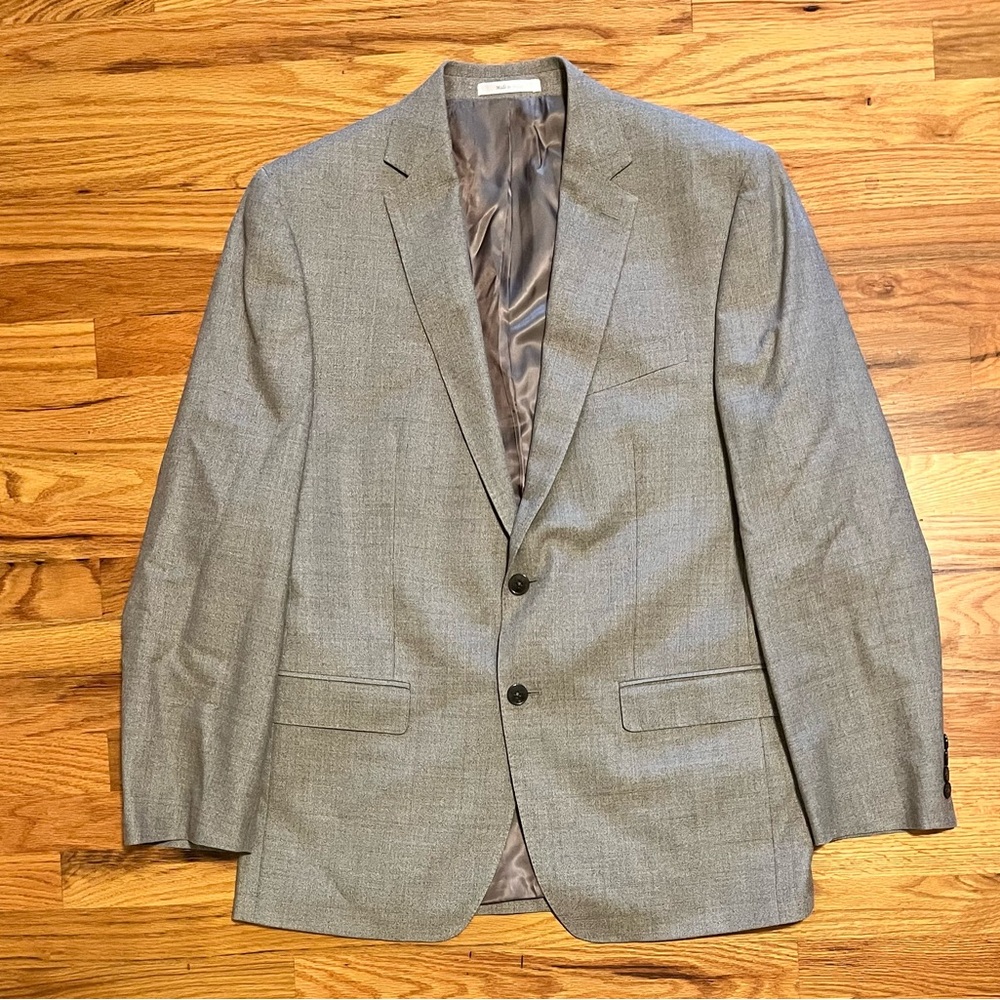 Calvin Klein Suit Jacket Blazer Sport Coat Mens 40R Silk & Wool Gray Windowpane